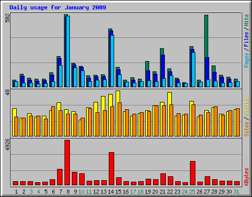 Daily usage for January 2009