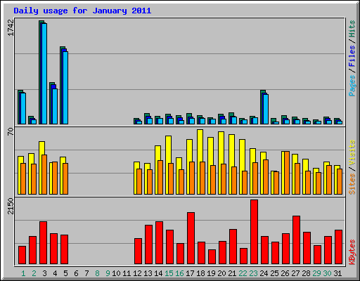 Daily usage for January 2011