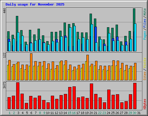 Daily usage for November 2025