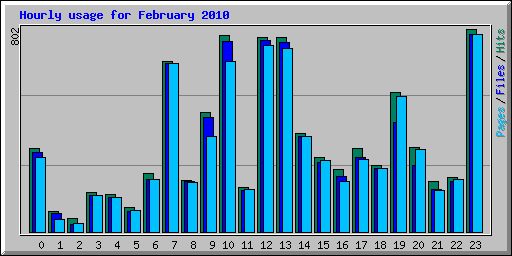 Hourly usage for February 2010