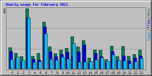Hourly usage for February 2011